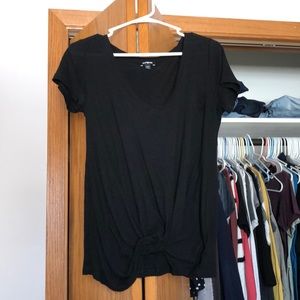 Express black deep v neck side knotted t short sleeve t shirt